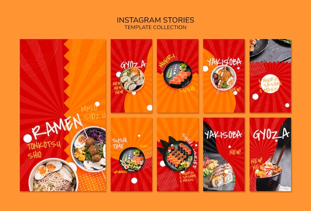 Szablon historii Instagram dla azjatyckiej japońskiej restauracji o sushibar