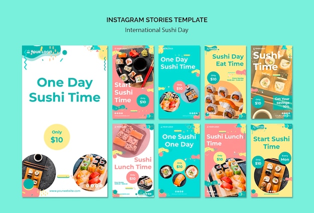 Bezpłatny plik PSD szablon historii instagram international sushi day