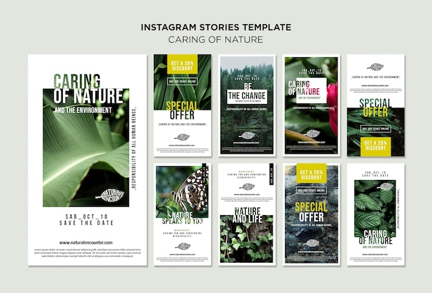 Bezpłatny plik PSD szablon historii instagram koncepcja natury