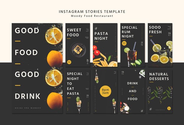 Szablon historii Instagram menu restauracji