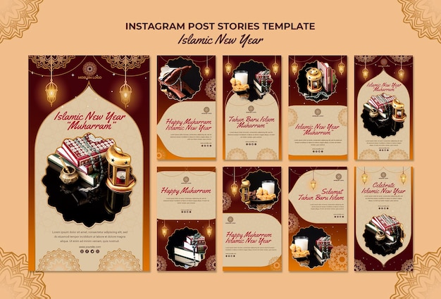 Szablon historii islamskiego nowego roku na instagramie