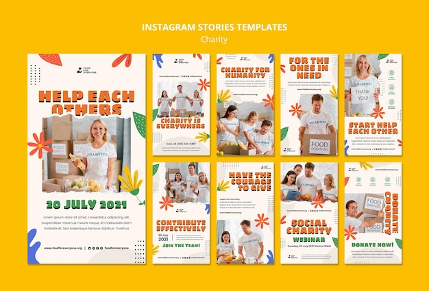 Bezpłatny plik PSD szablon historii na instagramie projektu charytatywnego