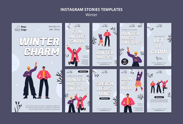Bezpłatny plik PSD szablon historii na instagramie w sezonie zimowym