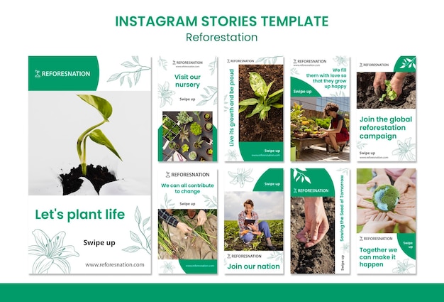 Bezpłatny plik PSD szablon historii na instagramie zalesiania