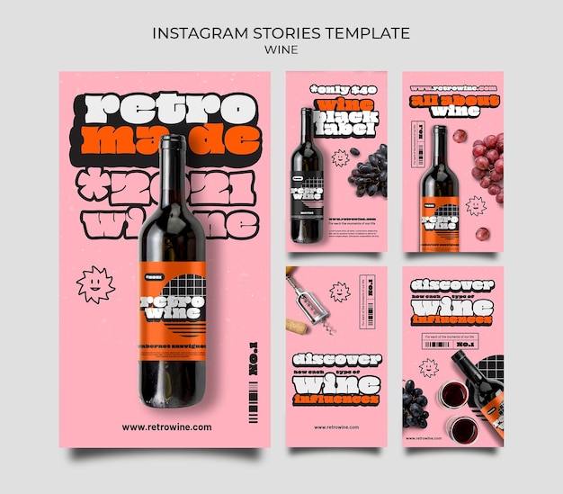 Szablon historii retro wina na instagramie