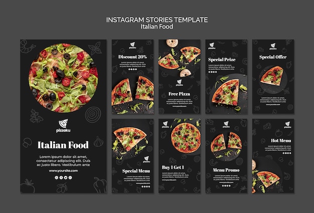 Bezpłatny plik PSD szablon historii włoskiego jedzenia instagram