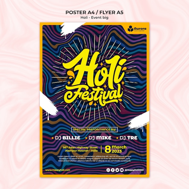 Szablon Holi Festival Poster