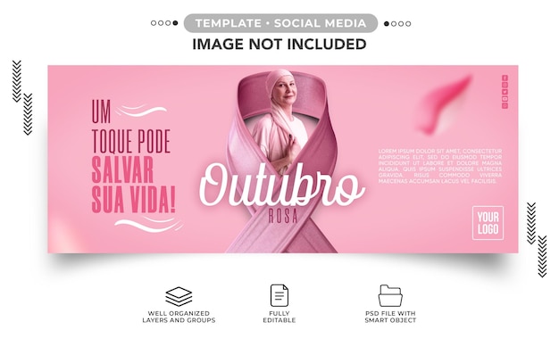 Szablon instagramu w mediach społecznościowych Październikowy różowy jeden dotyk może uratować Ci życie!