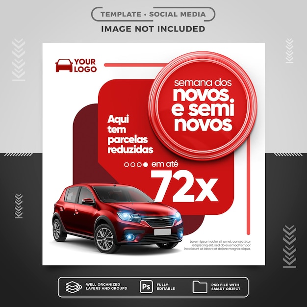 Szablon kanału mediów społecznościowych Agencja samochodowa w ofercie