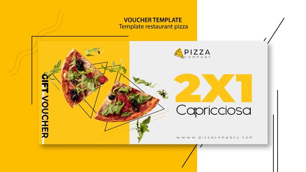 Szablon kuponu z ofertą dla restauracji pizzerii