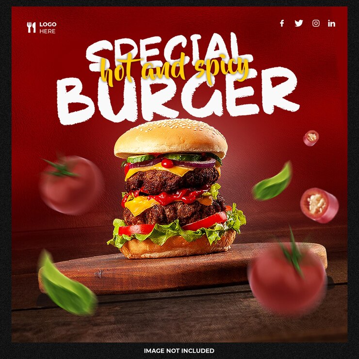 Bezpłatny plik PSD szablon mediów społecznościowych burger