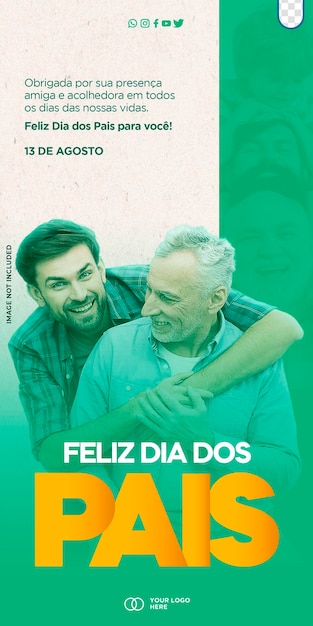 Szablon Mediów Społecznościowych Kanał Postów I Baner świętujący Dzień Ojca Dia Dos Pais W Brazylii