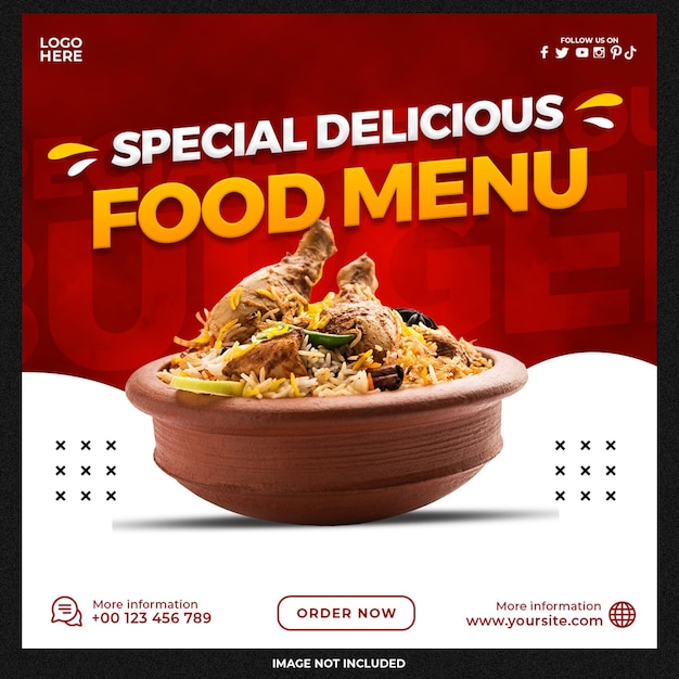 Bezpłatny plik PSD szablon mediów społecznościowych pyszne azjatyckie jedzenie