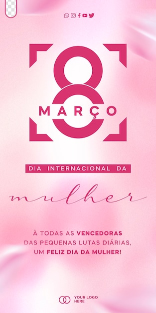 Bezpłatny plik PSD szablon mediów społecznościowych z okazji dnia kobiet dia internacional da mulher w brazylii