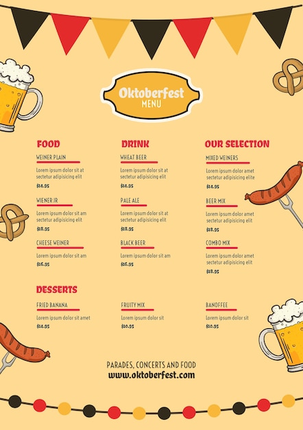 Bezpłatny plik PSD szablon menu oktoberfest