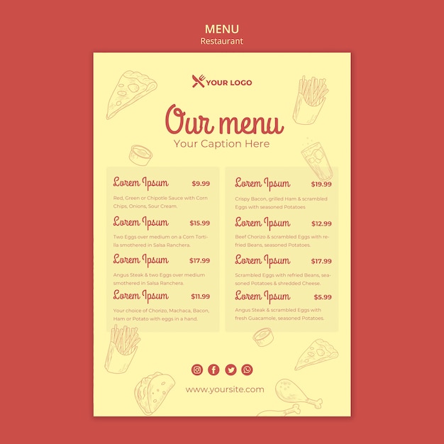 Szablon Menu Restauracji