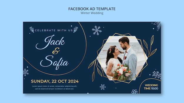 Bezpłatny plik PSD szablon na facebook zimowy ślub