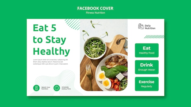 Bezpłatny plik PSD szablon okładki facebook odżywiania fitness