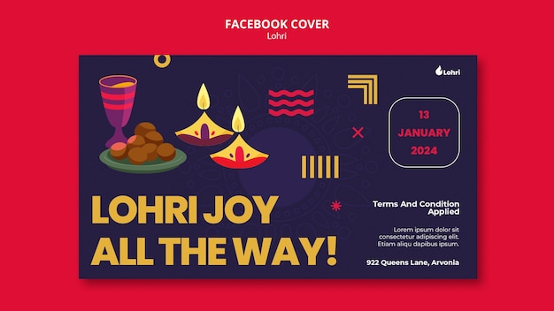 Bezpłatny plik PSD szablon okładki facebooka na uroczystość lohri