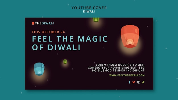 Szablon okładki festiwalu Diwali na youtube