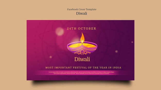 Szablon okładki mediów społecznościowych na festiwalu Diwali
