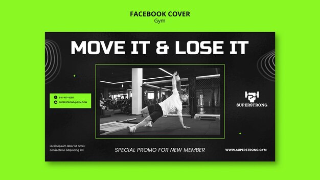 Szablon okładki mediów społecznościowych na siłowni i fitness