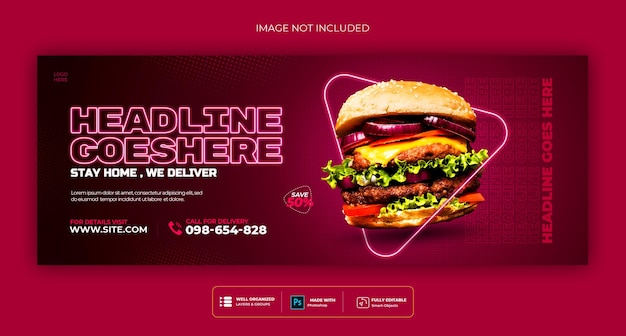 Bezpłatny plik PSD szablon okładki menu żywności i restauracji mediów społecznościowych