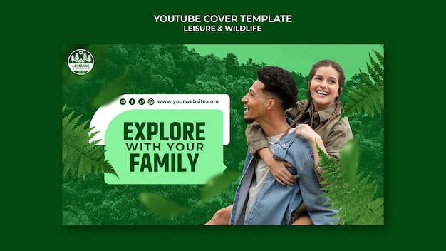 Bezpłatny plik PSD szablon okładki youtube do podróży i przygody z roślinnością