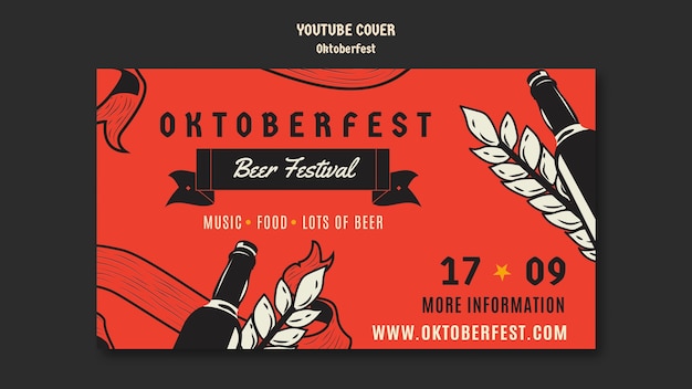 Bezpłatny plik PSD szablon okładki youtube na obchody oktoberfest