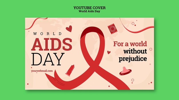Bezpłatny plik PSD szablon okładki youtube na światowy dzień aids