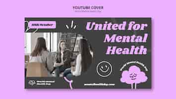 Bezpłatny plik PSD szablon okładki youtube na światowy dzień zdrowia psychicznego