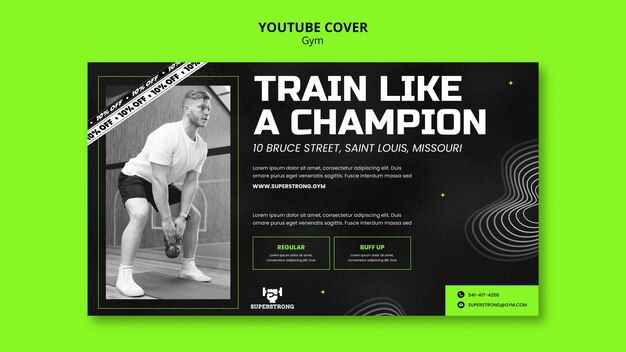 Szablon okładki youtube siłowni i fitness