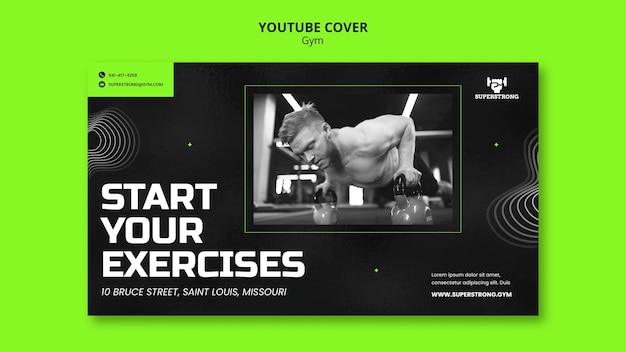 Szablon okładki youtube siłowni i fitness