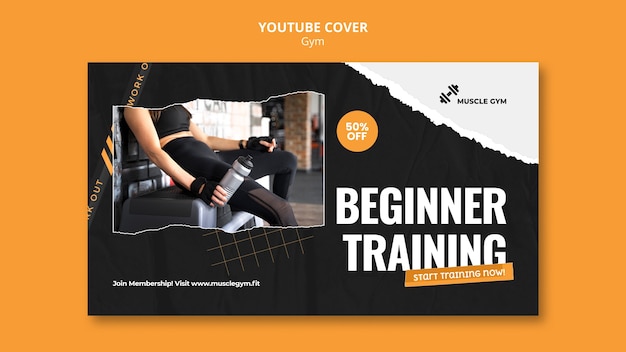 Szablon okładki youtube siłowni i fitness