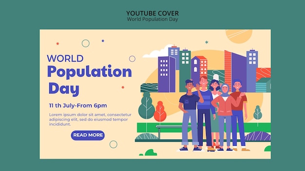 Bezpłatny plik PSD szablon okładki youtube światowego dnia ludności
