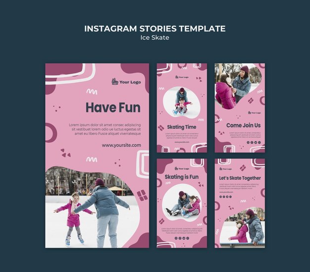 Bezpłatny plik PSD szablon opowiadań instagram na łyżwach