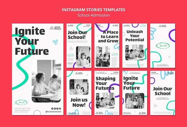 Bezpłatny plik PSD szablon opowiadań instagramowych przyjęć szkolnych