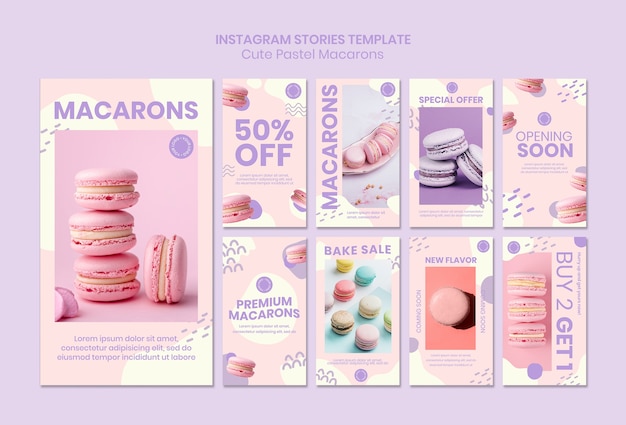 Bezpłatny plik PSD szablon opowiadań macarons na instagramie