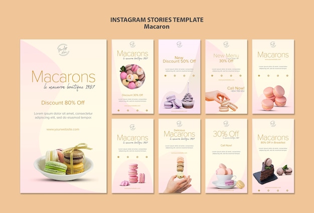 Szablon opowiadań Macarons na Instagramie