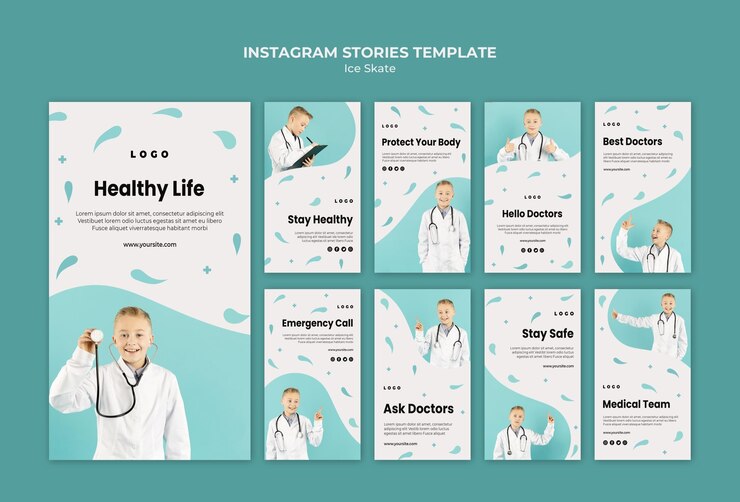 Bezpłatny plik PSD szablon opowiadań na instagramie lekarza