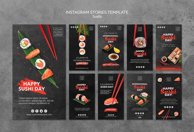 Szablon opowiadań na Instagramie z dniem sushi