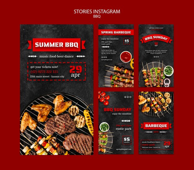 Szablon opowiadań na Instagramie z grillem