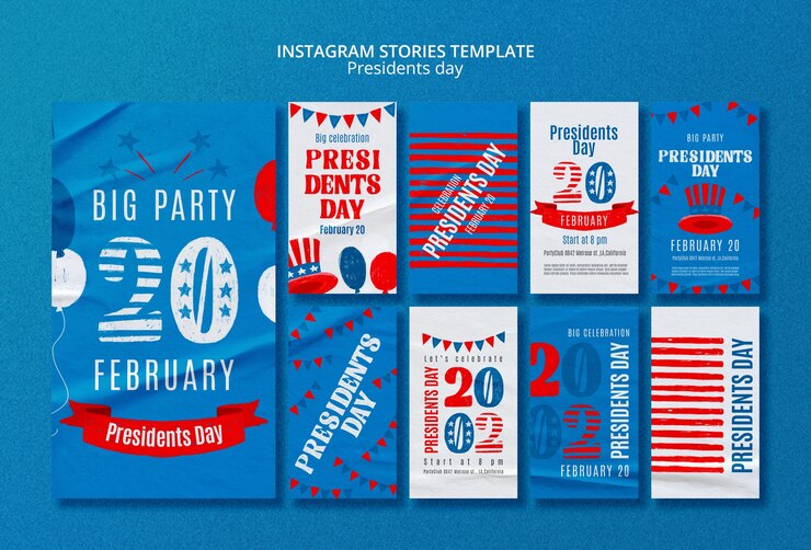 Bezpłatny plik PSD szablon opowiadań na instagramie z okazji dnia prezydentów