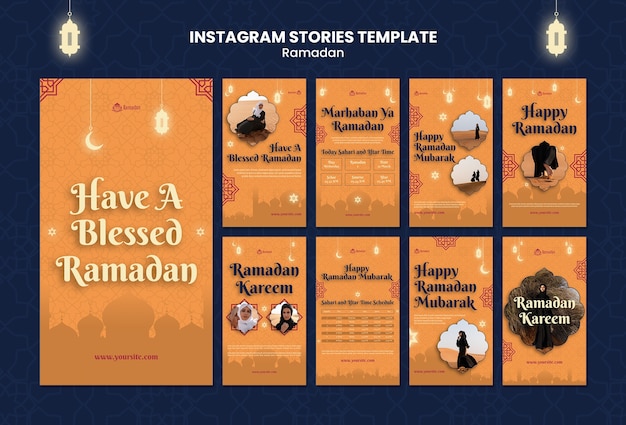 Bezpłatny plik PSD szablon opowiadań na instagramie z okazji ramadanu