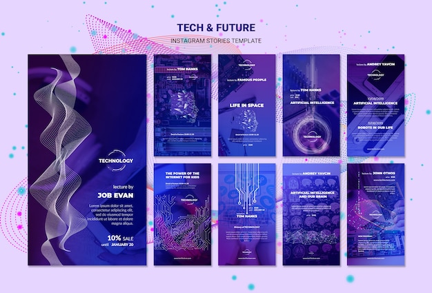 Szablon opowieści na temat technologii i przyszłości Instagram