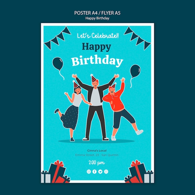 Szablon pflyer celebracja urodziny