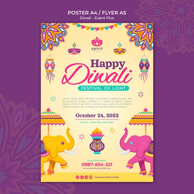 Szablon pionowego plakatu festiwalu Diwali