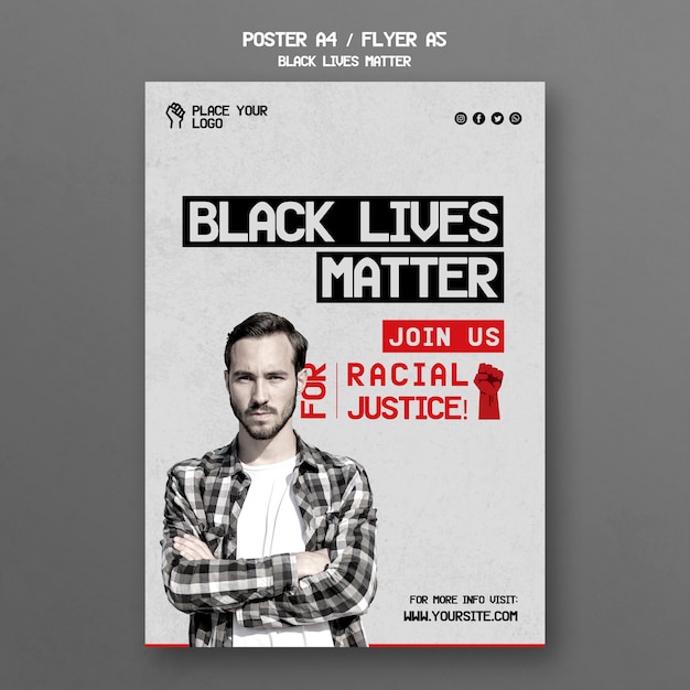 Bezpłatny plik PSD szablon plakat czarny życie ma znaczenie