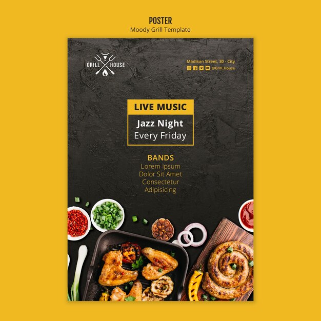 Szablon plakat dom grill