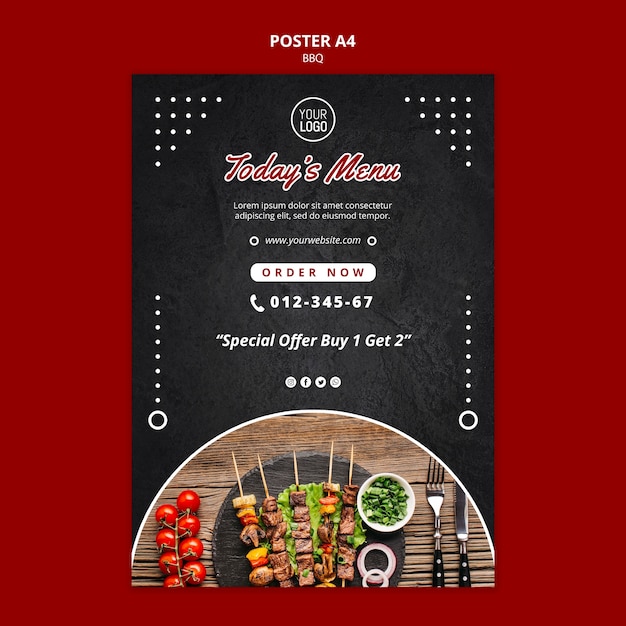Szablon plakat koncepcja grill